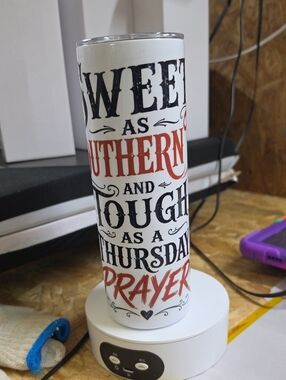NaNa White Tumbler with Black and Red Text